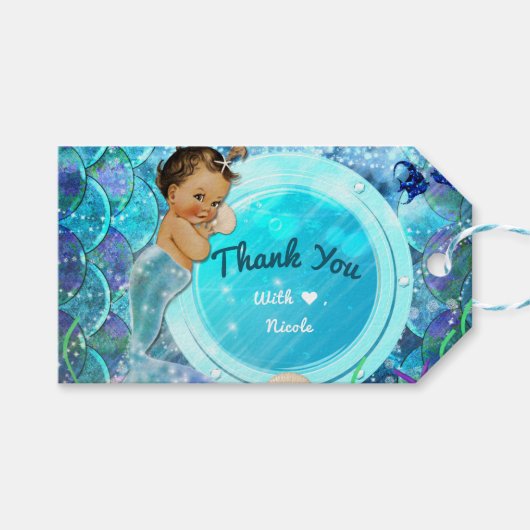 Baby Meisje Enchanted Mermaid Baby shower Party Cadeaulabel (Voorkant (Horizontaal))