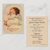 Baby Meisje Engel Doopherdenking Heilige Kaart Visitekaartje (Voorkant / Achterkant)