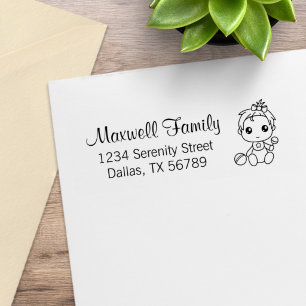 Baby Meisje Familie Adres 2 Rubberstempel
