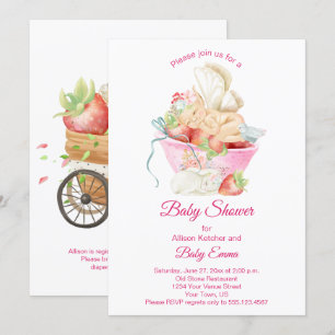 Baby meisje fee in roze theekopje Baby shower   Kaart