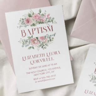 Baby Meisje Floral krans doop uitnodiging