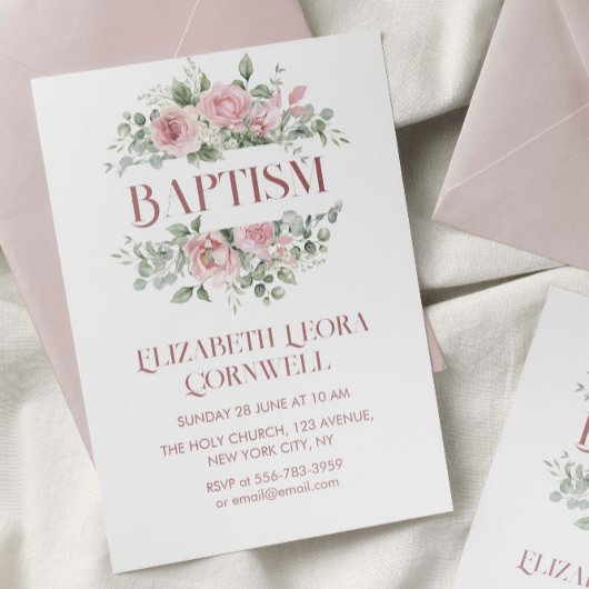 Baby Meisje Floral krans doop uitnodiging