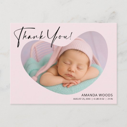 Baby Meisje Foto Bedankt Ansichtkaart Briefkaart (Voorkant)