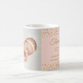 Baby Meisje Foto Bedankt Roze Geboorteaankondiging Koffiemok (Center)