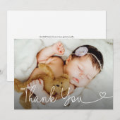 Baby Meisje Foto dank je hart script douche Bedankkaart (Voorkant / Achterkant)