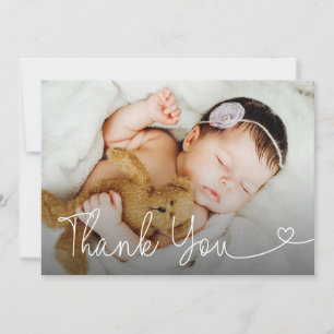 Baby Meisje Foto dank je hart script douche Bedankkaart