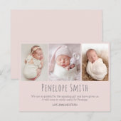 Baby Meisje Foto Geboorte Aankondiging Kaart baby  (Voorkant / Achterkant)