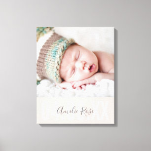 BABY MEISJE FOTO GEBOORTEDATUM schattig type blos  Canvas Afdruk