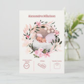 Baby meisje foto moderne geboorte aankondiging (Staand voorkant)