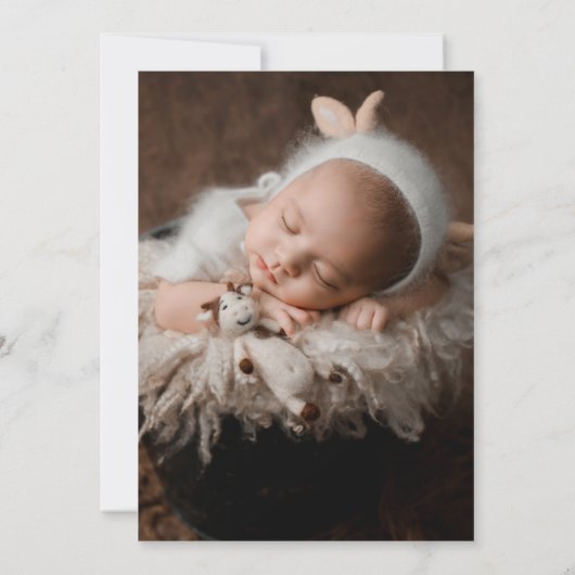 Baby meisje foto moderne geboorte aankondiging (Achterkant)