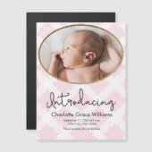 Baby meisje foto Roze geboorte aankondiging (Voorkant / Achterkant)