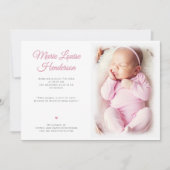Baby Meisje Foto Roze Stippen Geboorteaankondiging Bedankkaart (Voorkant)