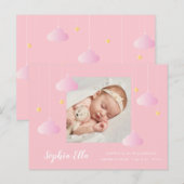 Baby Meisje Foto Roze Twinkle Twinkle Geboorte Aankondigingskaart (Voorkant / Achterkant)