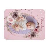 Baby Meisje Foto Schattige Elegant Modern Roze Blo Magneet (Horizontaal)