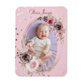 Baby Meisje Foto Schattige Elegant Modern Roze Blo Magneet (Verticaal)