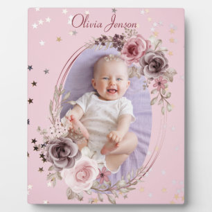 Baby Meisje Foto Schattige Elegant Modern Roze Fra Fotoplaat