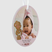 Baby Meisje Foto Teddy Beer Grootouder Ornament (voorkant)