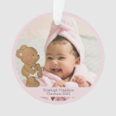 Baby Meisje Foto Teddy Beer Grootouder Ornament (voorkant)