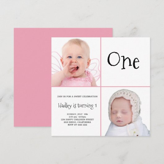 Baby Meisje Foto's nonpareils snoep Kaart (Voorkant / Achterkant)