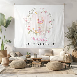 Baby Meisje Gans Extra Grote Achtergrond Tapestry Wandkleed