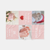 Baby Meisje Geboorte Stat Aankondiging Foto Fleece Deken (Voorkant (Horizontaal))