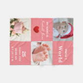 Baby Meisje Geboorte Stat Aankondiging Foto Fleece Deken (Voorkant (Horizontaal))