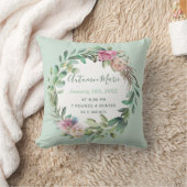 Baby Meisje Geboorte Statistieken Floral Kussen (Deken)