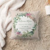 Baby Meisje Geboorte Statistieken Floral Kussen (Deken)