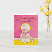  baby meisje gefeliciteerd kaart (Gele Bloem)