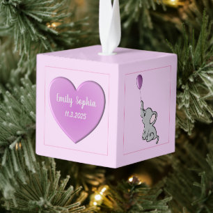 Baby Meisje Gepersonaliseerd Hart en Olifant Decoratie