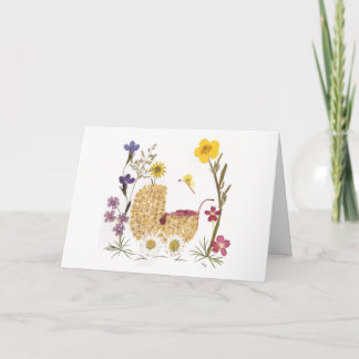 Baby Meisje geperste bloemen ontwerp Kaart