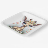 Baby meisje Giraffe met roze bloemen Papieren Bordje (Gebogen)