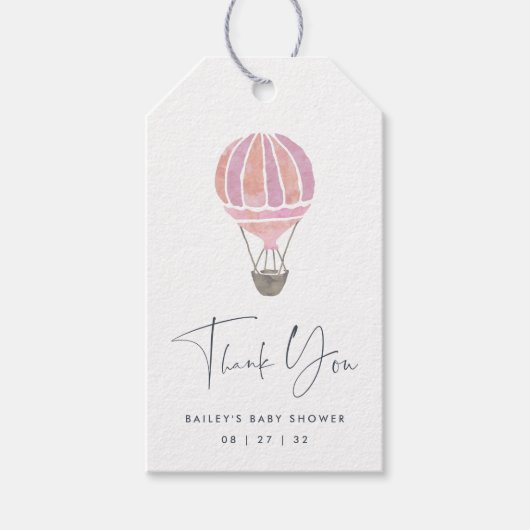 Baby Meisje Hete Luchtballon Baby shower Cadeaulabel (Voorkant)