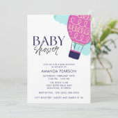 Baby Meisje Hete Luchtballon Baby shower Kaart (Staand voorkant)
