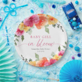 Baby Meisje In Bloom Helder Bloemen baby shower Papieren Bordje (Feest)