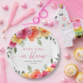 Baby Meisje In Bloom Helder Bloemen baby shower Papieren Bordje (Feest)