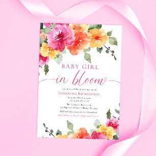 Baby meisje in Bloom kleurrijke lente zomer bloeme Kaart