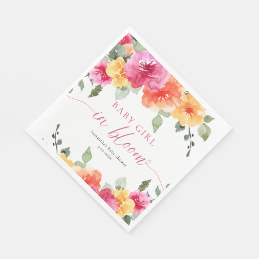 Baby Meisje in Bloom roze fel floraal baby shower Servet (Hoek)