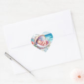 Baby Meisje in een Seashell Baby shower Hart Sticker (Envelop)