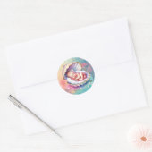 Baby Meisje in een Seashell Baby shower Ronde Sticker (Envelop)