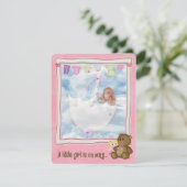 Baby meisje in paraplu douche kaart (Staand voorkant)