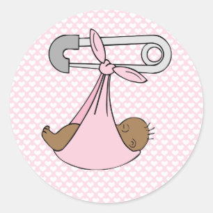 Baby Meisje in Roze Deken Ronde Sticker
