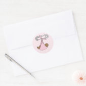 Baby Meisje in Roze Deken Ronde Sticker (Envelop)