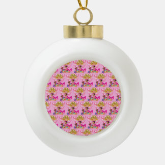Baby Meisje in Roze Keramische Bal Ornament