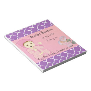 Baby Meisje in Roze met Bloemen Notitieblok