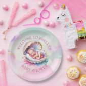 Baby Meisje in Seashell Baby shower Grote Zuster o Papieren Bordje (Feest)