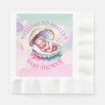 Baby Meisje in Seashell Baby shower Grote Zuster o