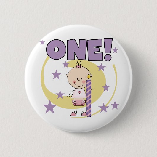 Baby Meisje is Een Verjaardag Tshirts en Gifts Ronde Button 5,7 Cm (Voorkant)
