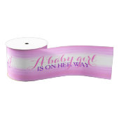 Baby meisje is op weg naar roze baby shower grosgrain lint (Spoel)