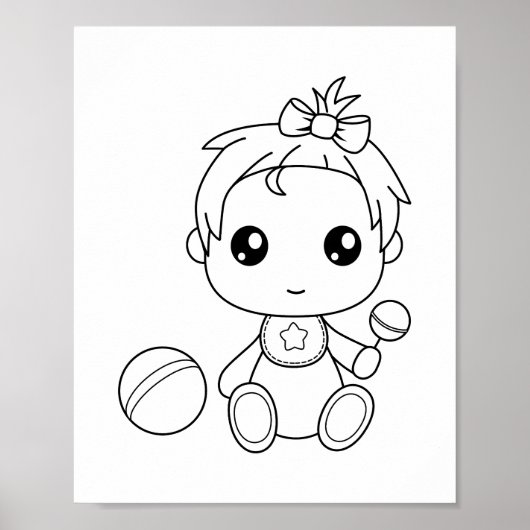 Baby meisje jumpsuit kleurplaat poster (Voorkant)